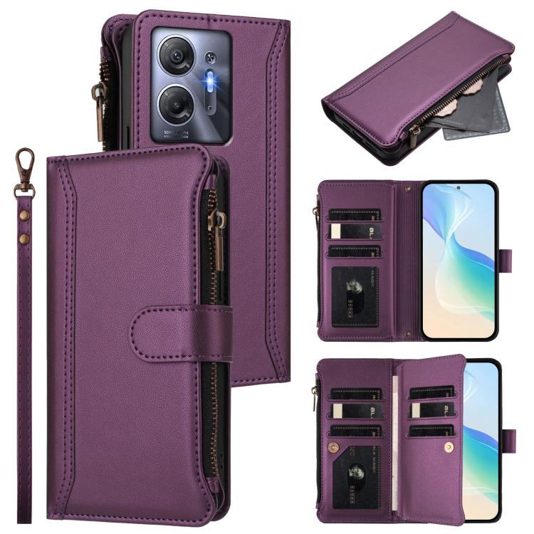 Magnetic Closure 9 Card Slots Zipper Leather Case with Hand Strap, For Infinix Zero 30 5G, For Infinix Hot 30 5G, For Infinix Hot 30 Play 4G, For Infinix Smart 7 Plus / 7 HD, For Infinix Note 30 4G / 5G, For Infinix Note 30 Pro 4G, For Infinix Note 30 ...