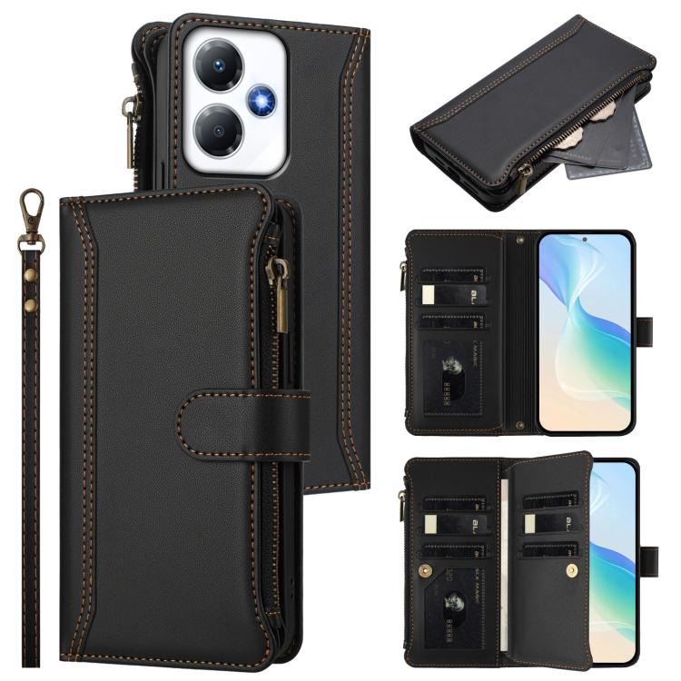Magnetic Closure 9 Card Slots Zipper Leather Case with Hand Strap, For Infinix Zero 30 5G, For Infinix Hot 30 5G, For Infinix Hot 30 Play 4G, For Infinix Smart 7 Plus / 7 HD, For Infinix Note 30 4G / 5G, For Infinix Note 30 Pro 4G, For Infinix Note 30 ...