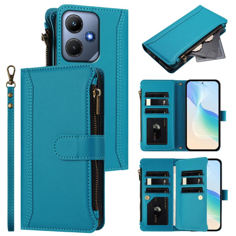 Magnetic Closure 9 Card Slots Zipper Leather Case with Hand Strap, For Infinix Zero 30 5G, For Infinix Hot 30 5G, For Infinix Hot 30 Play 4G, For Infinix Smart 7 Plus / 7 HD, For Infinix Note 30 4G / 5G, For Infinix Note 30 Pro 4G, For Infinix Note 30 ...