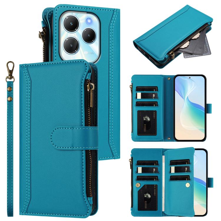 Magnetic Closure 9 Card Slots Zipper Leather Case with Hand Strap, For Infinix Zero 40 4G, For Infinix Note 40X 5G, For Infinix Note 40 5G, For Infinix GT 20 Pro 5G, For Infinix Note 40 Pro 4G / 5G, For Infinix Note 40 4G                               ...