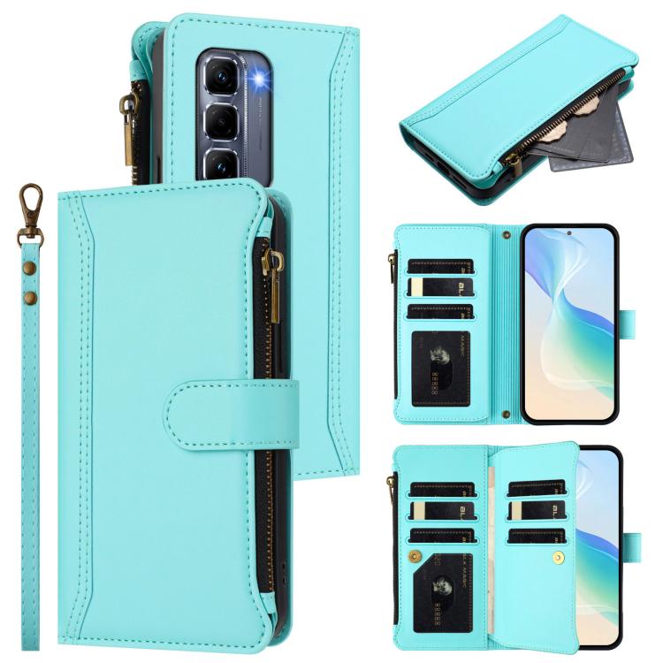 Magnetic Closure 9 Card Slots Zipper Leather Case with Hand Strap, For Infinix Note 50x 5G, For Infinix Note 50 Pro+ 5G, For Infinix Note 50 Pro 4G / 50 4G, For Infinix Hot 50i 4G / Smart 9 4G, For Infinix Hot 50 Pro+ 4G, For Infinix Hot 50 4G         ...