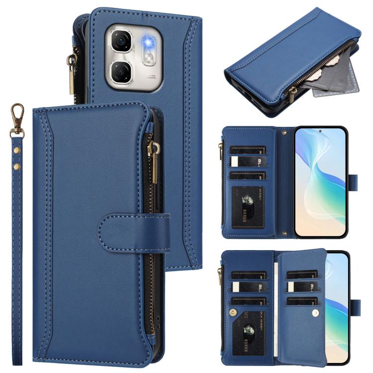 Magnetic Closure 9 Card Slots Zipper Leather Case with Hand Strap, For Infinix Note 50x 5G, For Infinix Note 50 Pro+ 5G, For Infinix Note 50 Pro 4G / 50 4G, For Infinix Hot 50i 4G / Smart 9 4G, For Infinix Hot 50 Pro+ 4G, For Infinix Hot 50 4G         ...