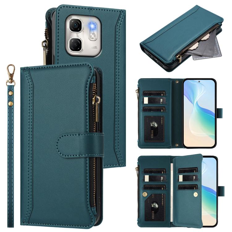 Magnetic Closure 9 Card Slots Zipper Leather Case with Hand Strap, For Infinix Note 50x 5G, For Infinix Note 50 Pro+ 5G, For Infinix Note 50 Pro 4G / 50 4G, For Infinix Hot 50i 4G / Smart 9 4G, For Infinix Hot 50 Pro+ 4G, For Infinix Hot 50 4G         ...