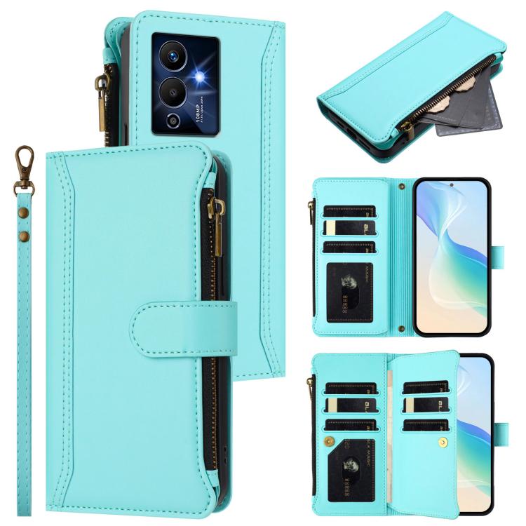 Magnetic Closure 9 Card Slots Zipper Leather Case with Hand Strap, For Infinix Smart 6 / 6 Plus, For Infinix Note 12 Pro 5G, For Infinix Hot 12 Play, For Infinix Hot 10T / 10s