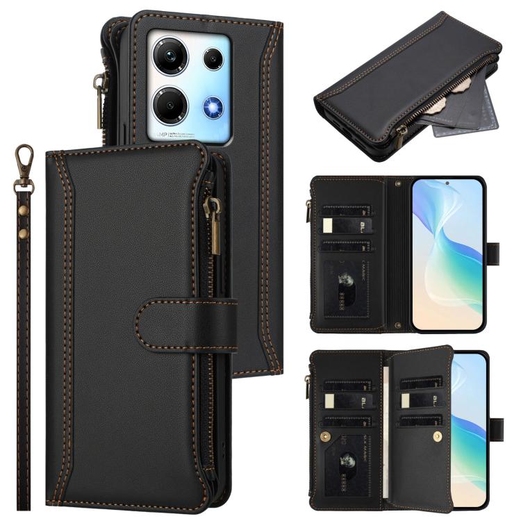 Magnetic Closure 9 Card Slots Zipper Leather Case with Hand Strap, For Infinix Zero 30 5G, For Infinix Hot 30 5G, For Infinix Hot 30 Play 4G, For Infinix Smart 7 Plus / 7 HD, For Infinix Note 30 4G / 5G, For Infinix Note 30 Pro 4G, For Infinix Note 30 ...