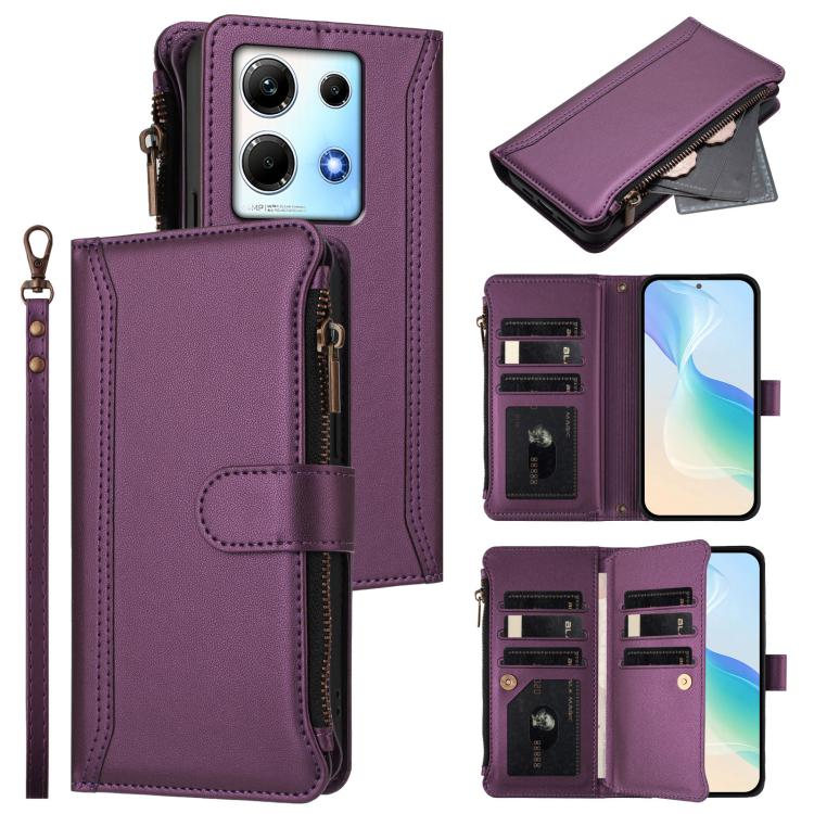 Magnetic Closure 9 Card Slots Zipper Leather Case with Hand Strap, For Infinix Zero 30 5G, For Infinix Hot 30 5G, For Infinix Hot 30 Play 4G, For Infinix Smart 7 Plus / 7 HD, For Infinix Note 30 4G / 5G, For Infinix Note 30 Pro 4G, For Infinix Note 30 ...