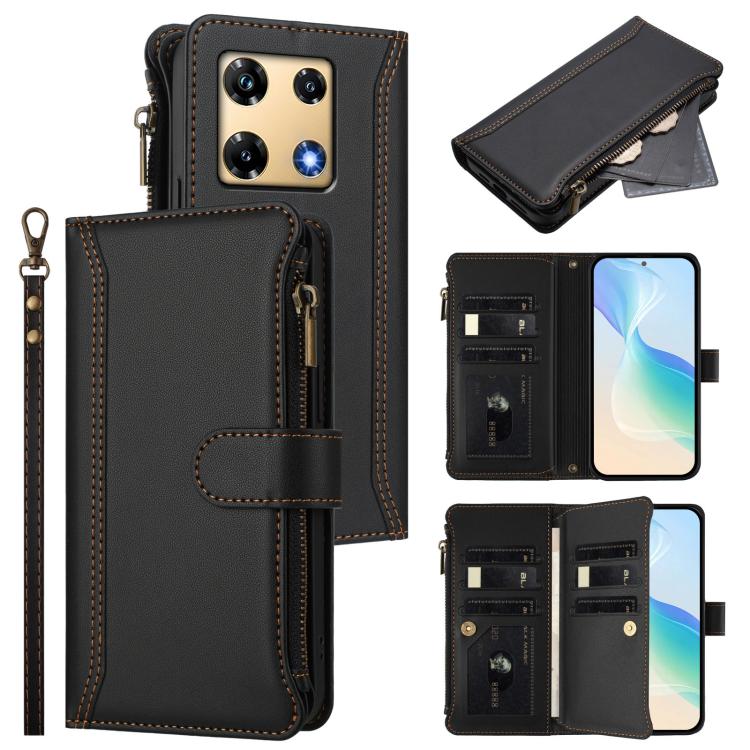 Magnetic Closure 9 Card Slots Zipper Leather Case with Hand Strap, For Infinix Zero 30 5G, For Infinix Hot 30 5G, For Infinix Hot 30 Play 4G, For Infinix Smart 7 Plus / 7 HD, For Infinix Note 30 4G / 5G, For Infinix Note 30 Pro 4G, For Infinix Note 30 ...