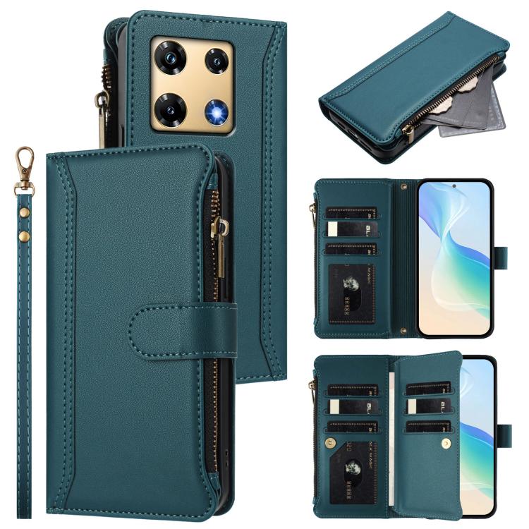 Magnetic Closure 9 Card Slots Zipper Leather Case with Hand Strap, For Infinix Zero 30 5G, For Infinix Hot 30 5G, For Infinix Hot 30 Play 4G, For Infinix Smart 7 Plus / 7 HD, For Infinix Note 30 4G / 5G, For Infinix Note 30 Pro 4G, For Infinix Note 30 ...