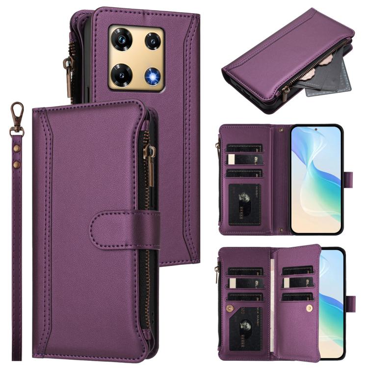 Magnetic Closure 9 Card Slots Zipper Leather Case with Hand Strap, For Infinix Zero 30 5G, For Infinix Hot 30 5G, For Infinix Hot 30 Play 4G, For Infinix Smart 7 Plus / 7 HD, For Infinix Note 30 4G / 5G, For Infinix Note 30 Pro 4G, For Infinix Note 30 ...