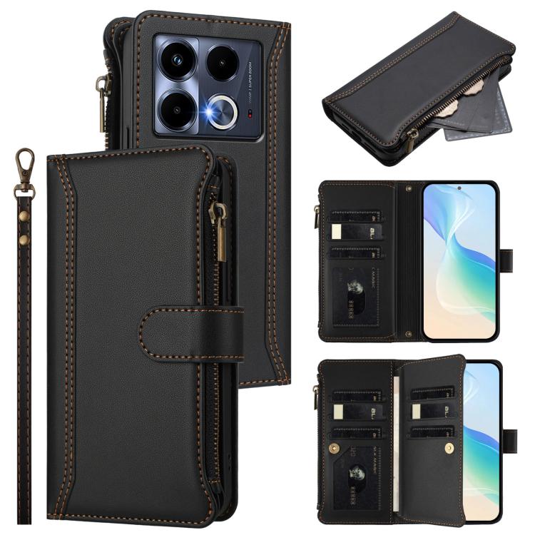 Magnetic Closure 9 Card Slots Zipper Leather Case with Hand Strap, For Infinix Zero 40 4G, For Infinix Note 40X 5G, For Infinix Note 40 5G, For Infinix GT 20 Pro 5G, For Infinix Note 40 Pro 4G / 5G, For Infinix Note 40 4G                               ...