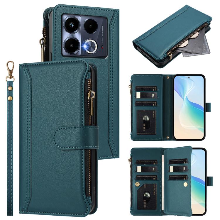 Magnetic Closure 9 Card Slots Zipper Leather Case with Hand Strap, For Infinix Zero 40 4G, For Infinix Note 40X 5G, For Infinix Note 40 5G, For Infinix GT 20 Pro 5G, For Infinix Note 40 Pro 4G / 5G, For Infinix Note 40 4G                               ...