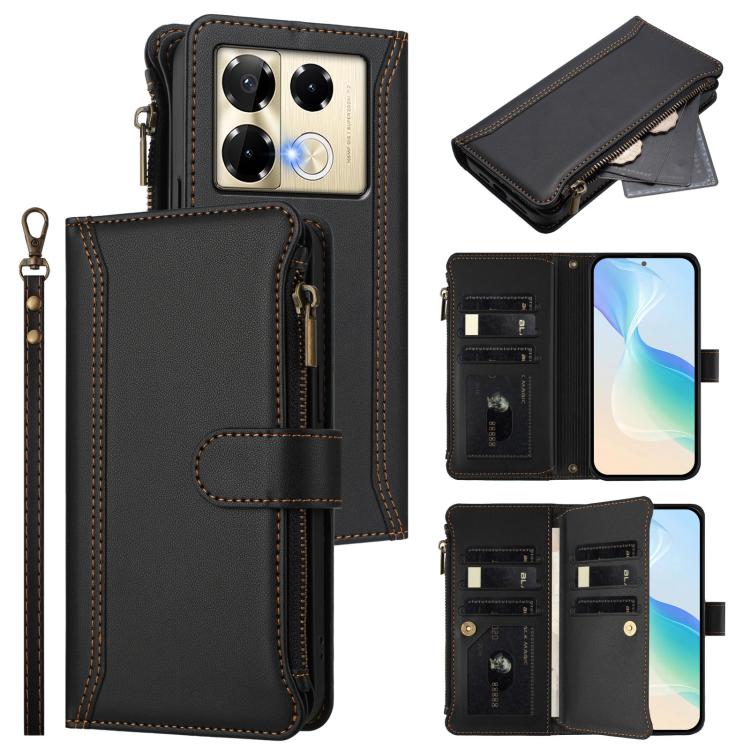 Magnetic Closure 9 Card Slots Zipper Leather Case with Hand Strap, For Infinix Zero 40 4G, For Infinix Note 40X 5G, For Infinix Note 40 5G, For Infinix GT 20 Pro 5G, For Infinix Note 40 Pro 4G / 5G, For Infinix Note 40 4G                               ...