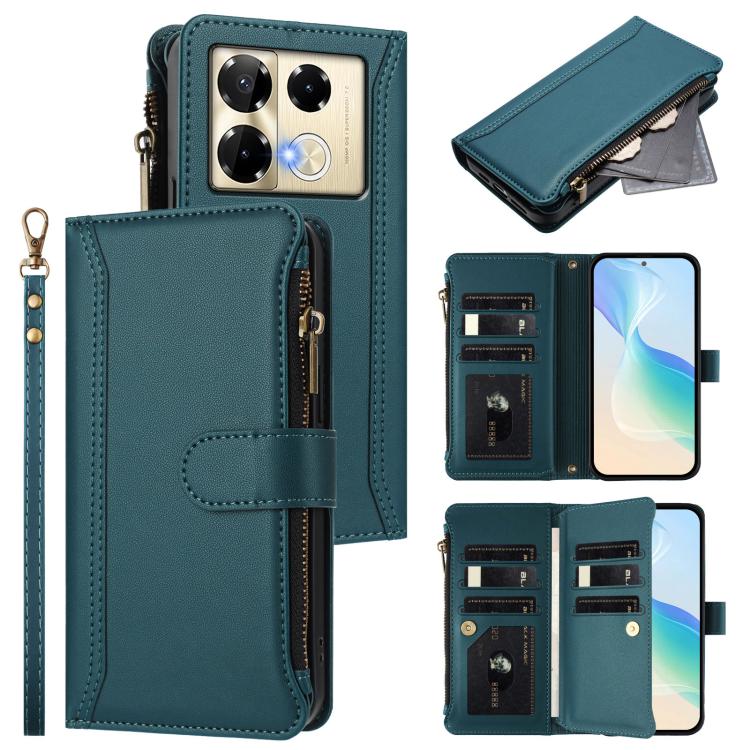 Magnetic Closure 9 Card Slots Zipper Leather Case with Hand Strap, For Infinix Zero 40 4G, For Infinix Note 40X 5G, For Infinix Note 40 5G, For Infinix GT 20 Pro 5G, For Infinix Note 40 Pro 4G / 5G, For Infinix Note 40 4G                               ...