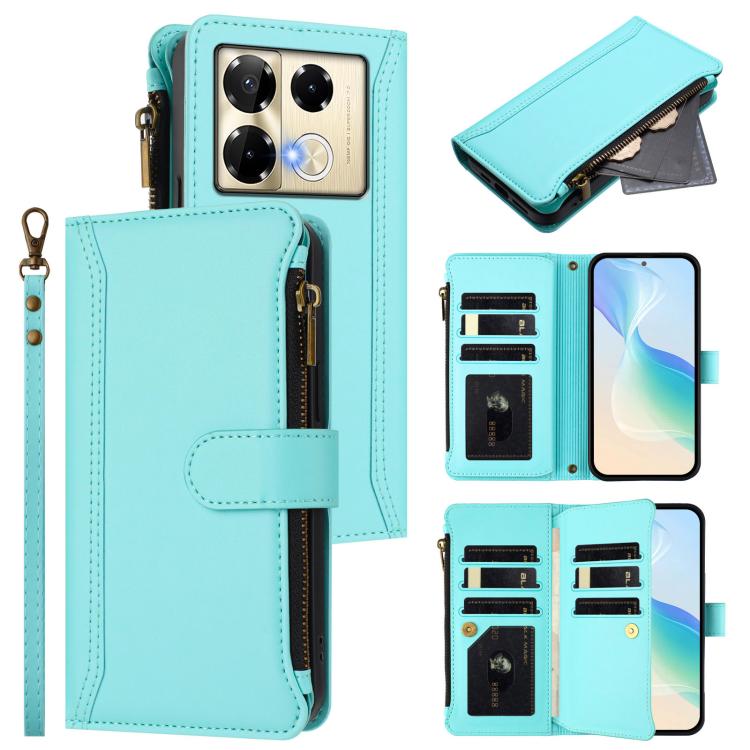 Magnetic Closure 9 Card Slots Zipper Leather Case with Hand Strap, For Infinix Zero 40 4G, For Infinix Note 40X 5G, For Infinix Note 40 5G, For Infinix GT 20 Pro 5G, For Infinix Note 40 Pro 4G / 5G, For Infinix Note 40 4G                               ...