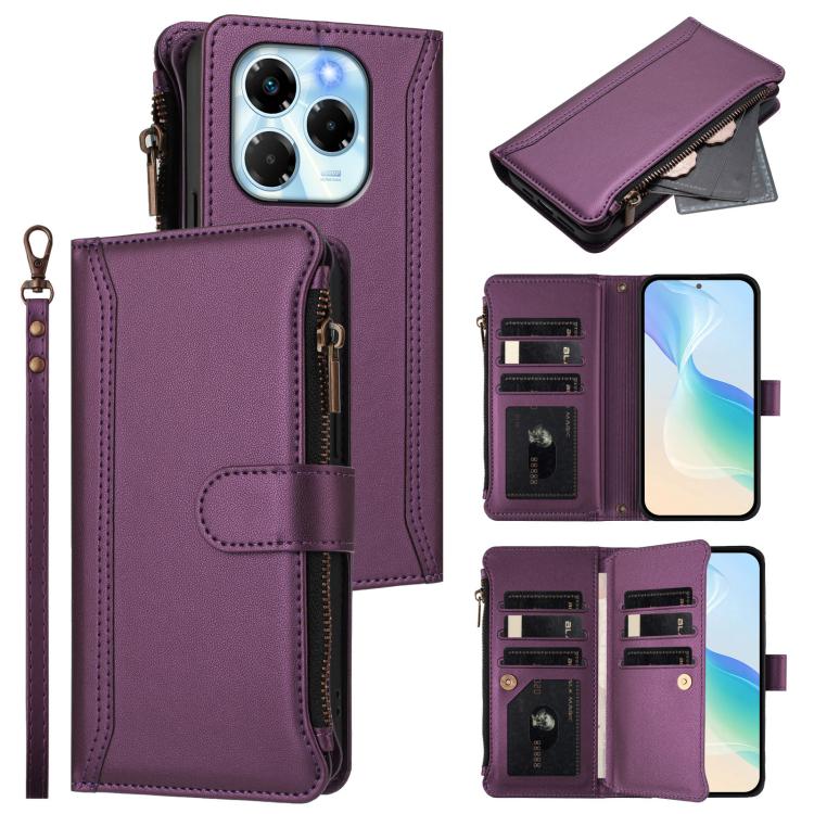 Magnetic Closure 9 Card Slots Zipper Leather Case with Hand Strap, For Infinix Zero 40 4G, For Infinix Note 40X 5G, For Infinix Note 40 5G, For Infinix GT 20 Pro 5G, For Infinix Note 40 Pro 4G / 5G, For Infinix Note 40 4G                               ...