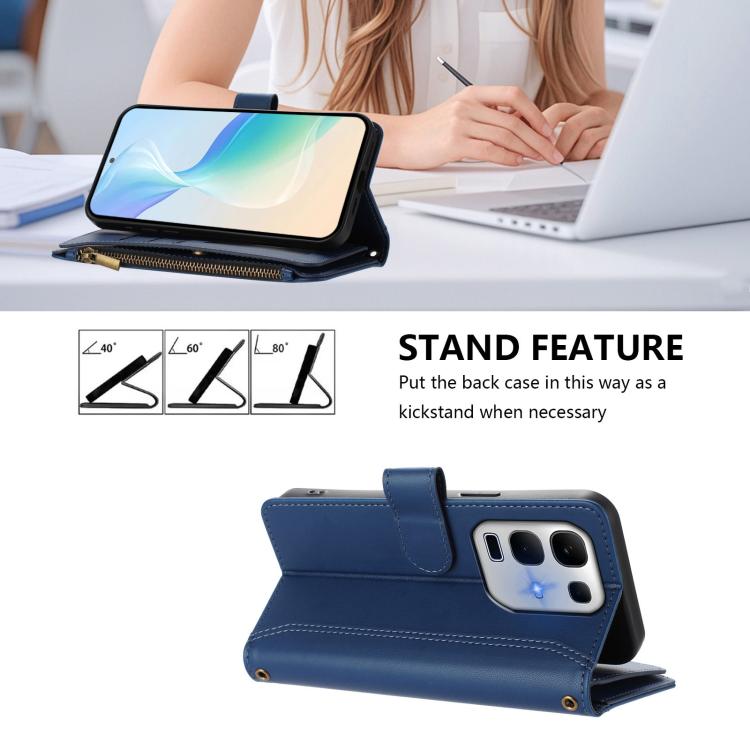 Magnetic Closure 9 Card Slots Zipper Leather Case with Hand Strap, For Infinix Note 50x 5G, For Infinix Note 50 Pro+ 5G, For Infinix Note 50 Pro 4G / 50 4G, For Infinix Hot 50i 4G / Smart 9 4G, For Infinix Hot 50 Pro+ 4G, For Infinix Hot 50 4G         ...