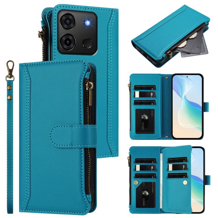 Magnetic Closure 9 Card Slots Zipper Leather Case with Hand Strap, For Infinix Zero 30 5G, For Infinix Hot 30 5G, For Infinix Hot 30 Play 4G, For Infinix Smart 7 Plus / 7 HD, For Infinix Note 30 4G / 5G, For Infinix Note 30 Pro 4G, For Infinix Note 30 ...