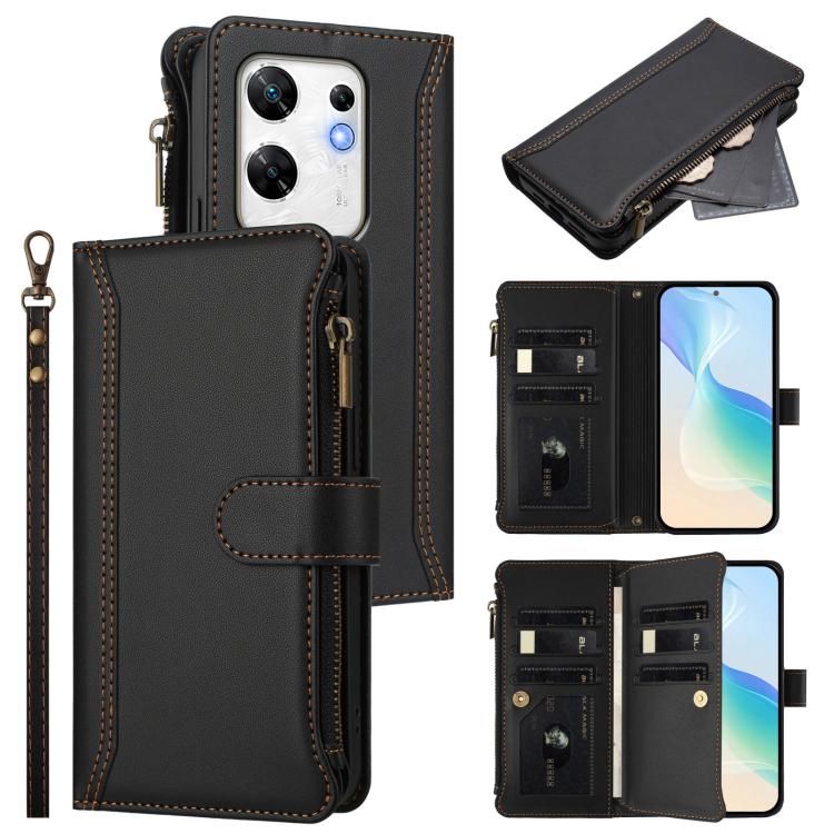 Magnetic Closure 9 Card Slots Zipper Leather Case with Hand Strap, For Infinix Zero 40 4G, For Infinix Note 40X 5G, For Infinix Note 40 5G, For Infinix GT 20 Pro 5G, For Infinix Note 40 Pro 4G / 5G, For Infinix Note 40 4G                               ...