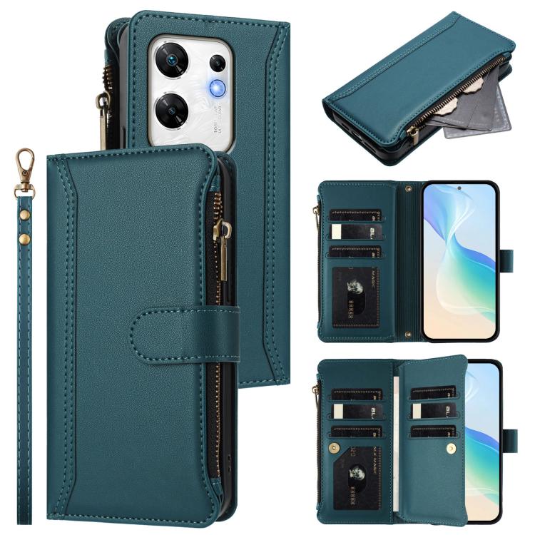Magnetic Closure 9 Card Slots Zipper Leather Case with Hand Strap, For Infinix Zero 40 4G, For Infinix Note 40X 5G, For Infinix Note 40 5G, For Infinix GT 20 Pro 5G, For Infinix Note 40 Pro 4G / 5G, For Infinix Note 40 4G                               ...