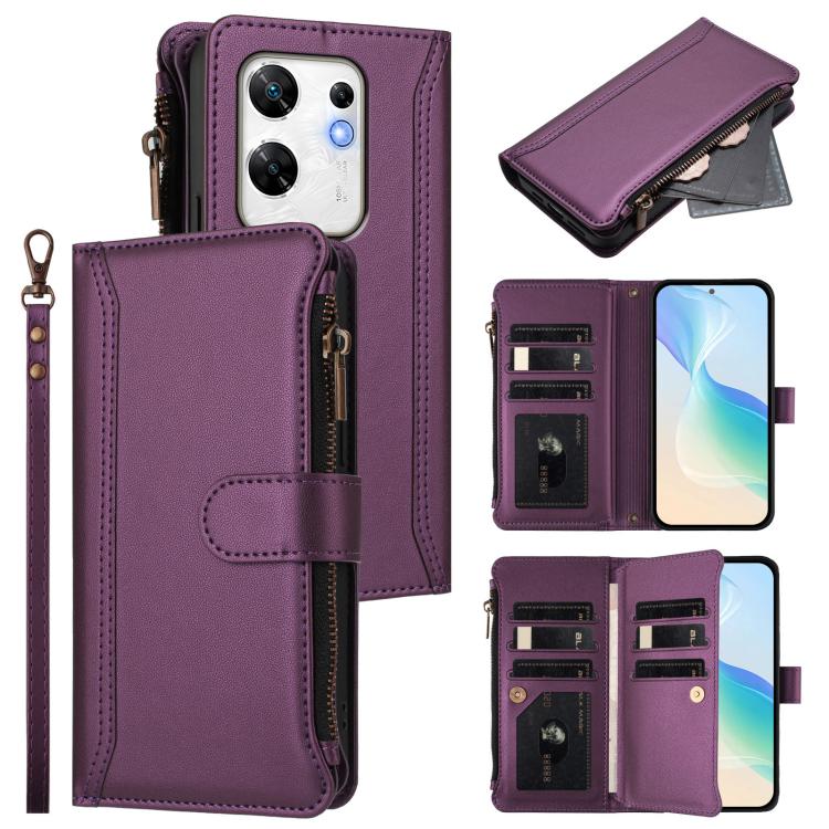 Magnetic Closure 9 Card Slots Zipper Leather Case with Hand Strap, For Infinix Zero 40 4G, For Infinix Note 40X 5G, For Infinix Note 40 5G, For Infinix GT 20 Pro 5G, For Infinix Note 40 Pro 4G / 5G, For Infinix Note 40 4G                               ...