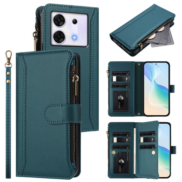 Magnetic Closure 9 Card Slots Zipper Leather Case with Hand Strap, For Infinix Zero 30 5G, For Infinix Hot 30 5G, For Infinix Hot 30 Play 4G, For Infinix Smart 7 Plus / 7 HD, For Infinix Note 30 4G / 5G, For Infinix Note 30 Pro 4G, For Infinix Note 30 ...