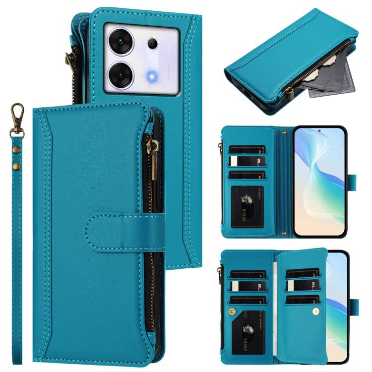 Magnetic Closure 9 Card Slots Zipper Leather Case with Hand Strap, For Infinix Zero 30 5G, For Infinix Hot 30 5G, For Infinix Hot 30 Play 4G, For Infinix Smart 7 Plus / 7 HD, For Infinix Note 30 4G / 5G, For Infinix Note 30 Pro 4G, For Infinix Note 30 ...