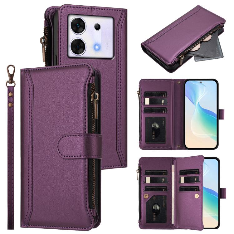 Magnetic Closure 9 Card Slots Zipper Leather Case with Hand Strap, For Infinix Zero 30 5G, For Infinix Hot 30 5G, For Infinix Hot 30 Play 4G, For Infinix Smart 7 Plus / 7 HD, For Infinix Note 30 4G / 5G, For Infinix Note 30 Pro 4G, For Infinix Note 30 ...