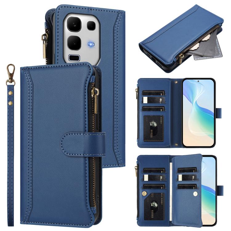 Magnetic Closure 9 Card Slots Zipper Leather Case with Hand Strap, For Infinix GT 50 Pro 5G, For Infinix Note Edge 5G Global, For Infinix Smart 20 4G / X6840, For Infinix Note 60 5G / Note 60 Pro 5G, For Infinix Hot 60i 5G / Tecno Spark Go 5G          ...