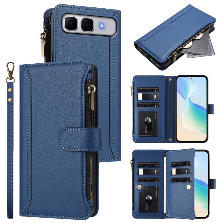 Magnetic Closure 9 Card Slots Zipper Leather Case with Hand Strap, For Infinix GT 50 Pro 5G, For Infinix Note Edge 5G Global, For Infinix Smart 20 4G / X6840, For Infinix Note 60 5G / Note 60 Pro 5G, For Infinix Hot 60i 5G / Tecno Spark Go 5G          ...