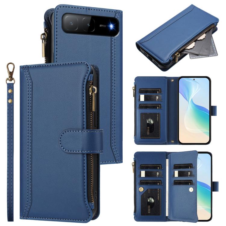 Magnetic Closure 9 Card Slots Zipper Leather Case with Hand Strap, For Infinix GT 50 Pro 5G, For Infinix Note Edge 5G Global, For Infinix Smart 20 4G / X6840, For Infinix Note 60 5G / Note 60 Pro 5G, For Infinix Hot 60i 5G / Tecno Spark Go 5G          ...