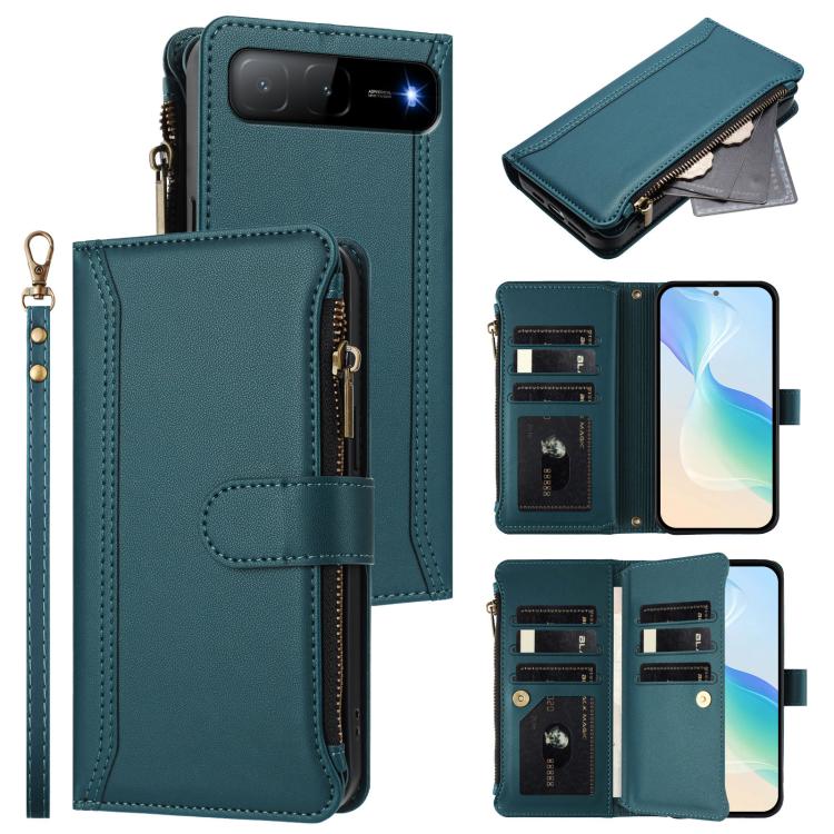 Magnetic Closure 9 Card Slots Zipper Leather Case with Hand Strap, For Infinix GT 50 Pro 5G, For Infinix Note Edge 5G Global, For Infinix Smart 20 4G / X6840, For Infinix Note 60 5G / Note 60 Pro 5G, For Infinix Hot 60i 5G / Tecno Spark Go 5G          ...