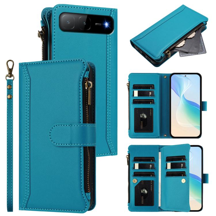 Magnetic Closure 9 Card Slots Zipper Leather Case with Hand Strap, For Infinix GT 50 Pro 5G, For Infinix Note Edge 5G Global, For Infinix Smart 20 4G / X6840, For Infinix Note 60 5G / Note 60 Pro 5G, For Infinix Hot 60i 5G / Tecno Spark Go 5G          ...