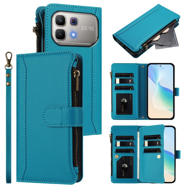 Magnetic Closure 9 Card Slots Zipper Leather Case with Hand Strap, For Infinix GT 50 Pro 5G, For Infinix Note Edge 5G Global, For Infinix Smart 20 4G / X6840, For Infinix Note 60 5G / Note 60 Pro 5G, For Infinix Hot 60i 5G / Tecno Spark Go 5G          ...