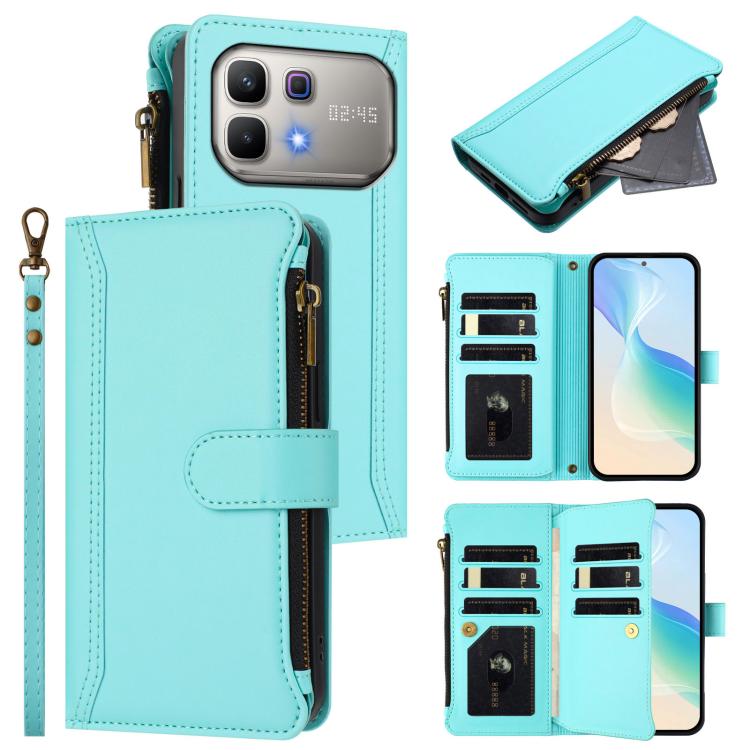 Magnetic Closure 9 Card Slots Zipper Leather Case with Hand Strap, For Infinix GT 50 Pro 5G, For Infinix Note Edge 5G Global, For Infinix Smart 20 4G / X6840, For Infinix Note 60 5G / Note 60 Pro 5G, For Infinix Hot 60i 5G / Tecno Spark Go 5G          ...