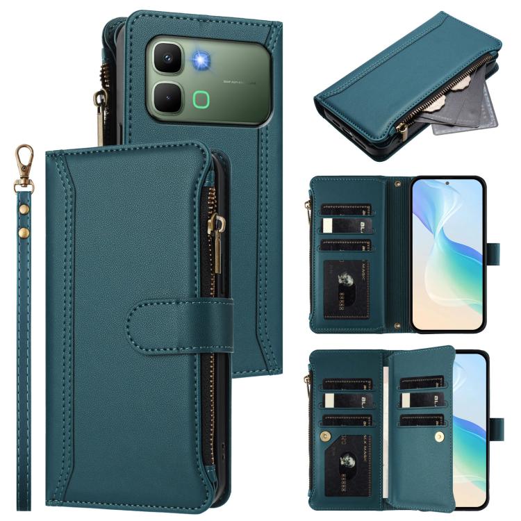 Magnetic Closure 9 Card Slots Zipper Leather Case with Hand Strap, For Infinix GT 50 Pro 5G, For Infinix Note Edge 5G Global, For Infinix Smart 20 4G / X6840, For Infinix Note 60 5G / Note 60 Pro 5G, For Infinix Hot 60i 5G / Tecno Spark Go 5G          ...