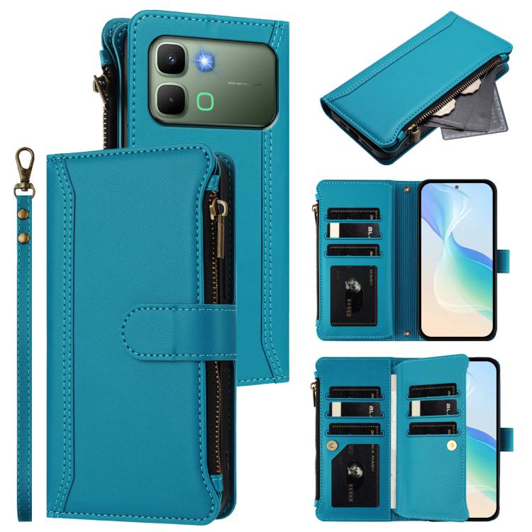 Magnetic Closure 9 Card Slots Zipper Leather Case with Hand Strap, For Infinix GT 50 Pro 5G, For Infinix Note Edge 5G Global, For Infinix Smart 20 4G / X6840, For Infinix Note 60 5G / Note 60 Pro 5G, For Infinix Hot 60i 5G / Tecno Spark Go 5G          ...