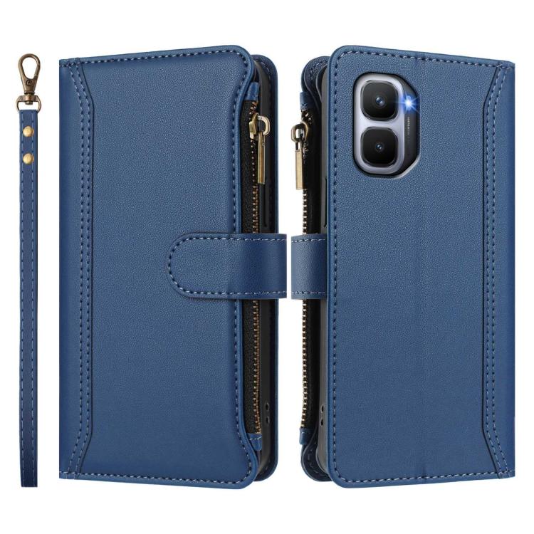 Magnetic Closure 9 Card Slots Zipper Leather Case with Hand Strap, For Infinix GT 50 Pro 5G, For Infinix Note Edge 5G Global, For Infinix Smart 20 4G / X6840, For Infinix Note 60 5G / Note 60 Pro 5G, For Infinix Hot 60i 5G / Tecno Spark Go 5G          ...