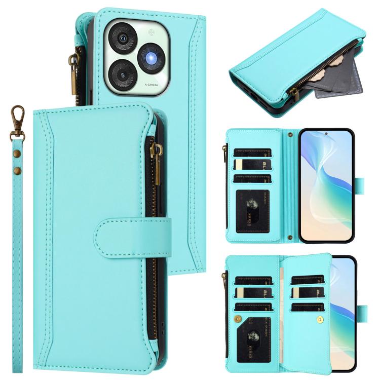 Magnetic Closure 9 Card Slots Zipper Leather Case with Hand Strap, For itel A50C, For itel A50, For itel P55 5G, For itel RS4, For itel S24, For itel P55+, For itel P55 4G / Smart 8, For itel A05s