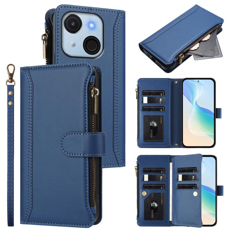 Magnetic Closure 9 Card Slots Zipper Leather Case with Hand Strap, For itel A50C, For itel A50, For itel P55 5G, For itel RS4, For itel S24, For itel P55+, For itel P55 4G / Smart 8, For itel A05s