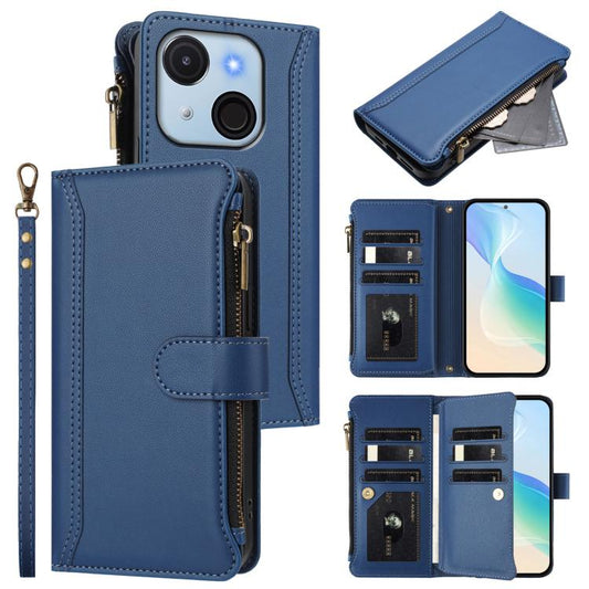 Magnetic Closure 9 Card Slots Zipper Leather Case with Hand Strap, For itel A50C, For itel A50, For itel P55 5G, For itel RS4, For itel S24, For itel P55+, For itel P55 4G / Smart 8, For itel A05s