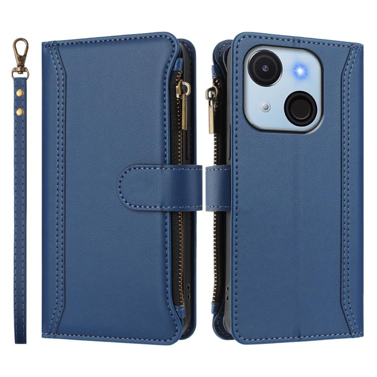 Magnetic Closure 9 Card Slots Zipper Leather Case with Hand Strap, For itel A50C, For itel A50, For itel P55 5G, For itel RS4, For itel S24, For itel P55+, For itel P55 4G / Smart 8, For itel A05s