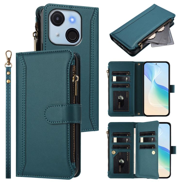 Magnetic Closure 9 Card Slots Zipper Leather Case with Hand Strap, For itel A50C, For itel A50, For itel P55 5G, For itel RS4, For itel S24, For itel P55+, For itel P55 4G / Smart 8, For itel A05s