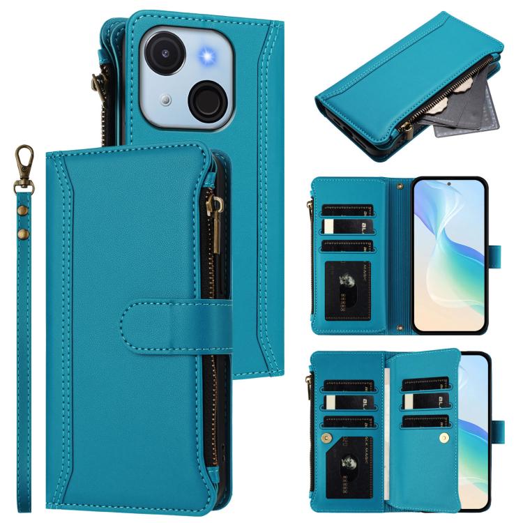 Magnetic Closure 9 Card Slots Zipper Leather Case with Hand Strap, For itel A50C, For itel A50, For itel P55 5G, For itel RS4, For itel S24, For itel P55+, For itel P55 4G / Smart 8, For itel A05s