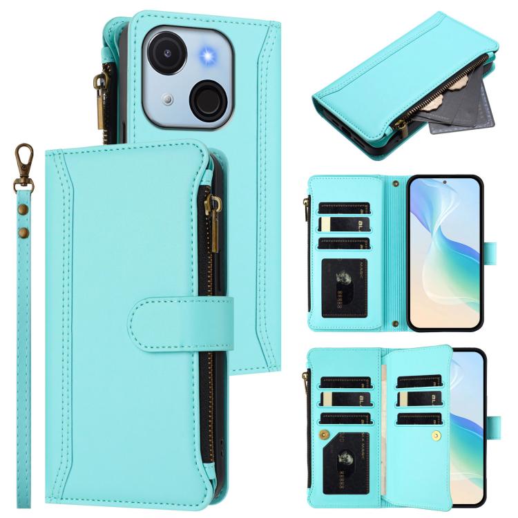 Magnetic Closure 9 Card Slots Zipper Leather Case with Hand Strap, For itel A50C, For itel A50, For itel P55 5G, For itel RS4, For itel S24, For itel P55+, For itel P55 4G / Smart 8, For itel A05s