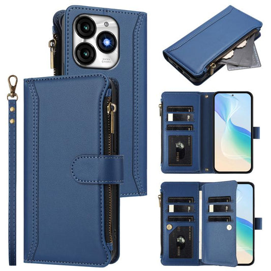 Magnetic Closure 9 Card Slots Zipper Leather Case with Hand Strap, For itel A70, For itel A60 / A60s, For itel S23+, For itel S23, For itel S18 / Vision 5, For itel P40, For itel P38 / S17 / Vision 3, For itel S17 / Vision 3