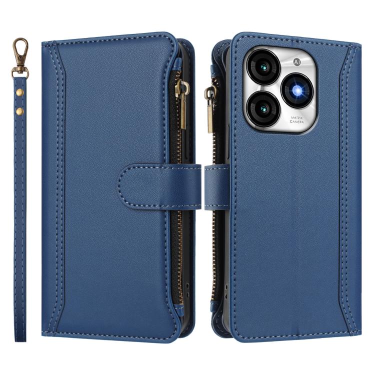 Magnetic Closure 9 Card Slots Zipper Leather Case with Hand Strap, For itel A70, For itel A60 / A60s, For itel S23+, For itel S23, For itel S18 / Vision 5, For itel P40, For itel P38 / S17 / Vision 3, For itel S17 / Vision 3