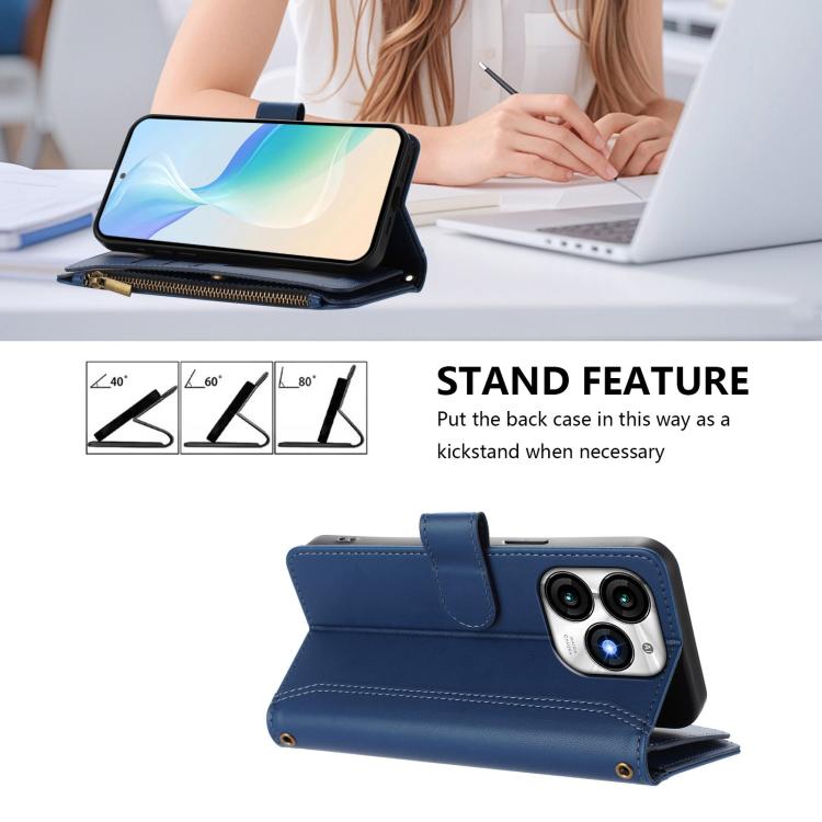 Magnetic Closure 9 Card Slots Zipper Leather Case with Hand Strap, For itel A70, For itel A60 / A60s, For itel S23+, For itel S23, For itel S18 / Vision 5, For itel P40, For itel P38 / S17 / Vision 3, For itel S17 / Vision 3