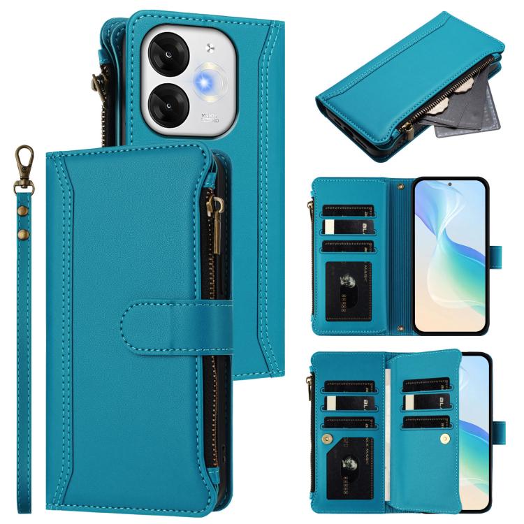 Magnetic Closure 9 Card Slots Zipper Leather Case with Hand Strap, For itel A200 4G/A200+ 4G Global, For itel A90 4G, For itel A95 5G, For itel City 100, For itel A58 Lite / A49 Play, For itel S25 Ultra 4G, For itel S25 4G, For itel A80 4G