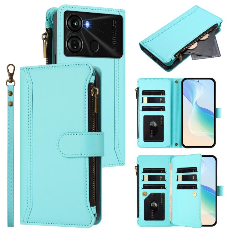 Magnetic Closure 9 Card Slots Zipper Leather Case with Hand Strap, For itel A70, For itel A60 / A60s, For itel S23+, For itel S23, For itel S18 / Vision 5, For itel P40, For itel P38 / S17 / Vision 3, For itel S17 / Vision 3