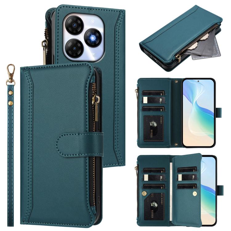 Magnetic Closure 9 Card Slots Zipper Leather Case with Hand Strap, For itel A50C, For itel A50, For itel P55 5G, For itel RS4, For itel S24, For itel P55+, For itel P55 4G / Smart 8, For itel A05s